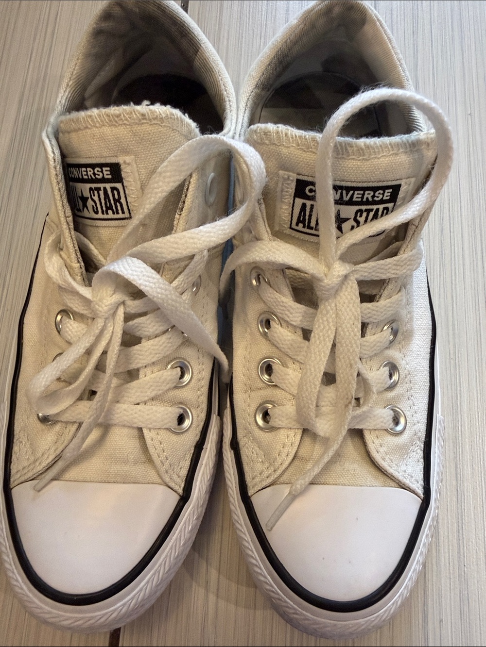 Converse White Low Top Canvas Sneakers with Black Trim